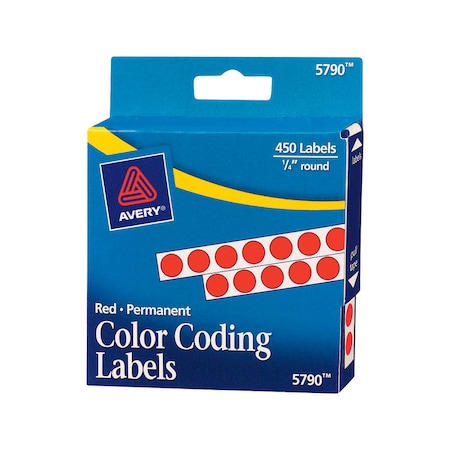 Avery 1/4 in. H X 1/4 in. W Round Red Color Coding Label 450 pk 5790